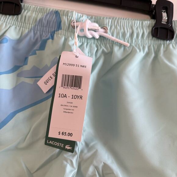 Lacoste Boys Crocodile Logo Print Light Swimming Trunks - Picture 4 of 5